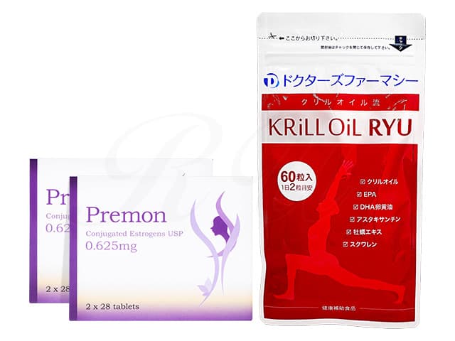 プレモン0.625mg56錠2箱＋[ドクターズファーマシー]クリルオイル流60粒1袋