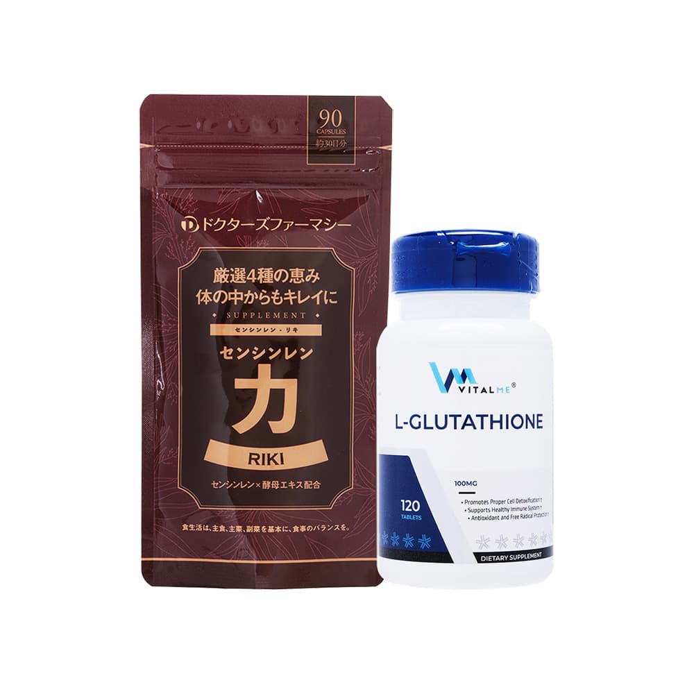 [バイタルミー]L-グルタチオン100mg120錠3本+センシンレン力90粒1袋(お試し) 【1セット】