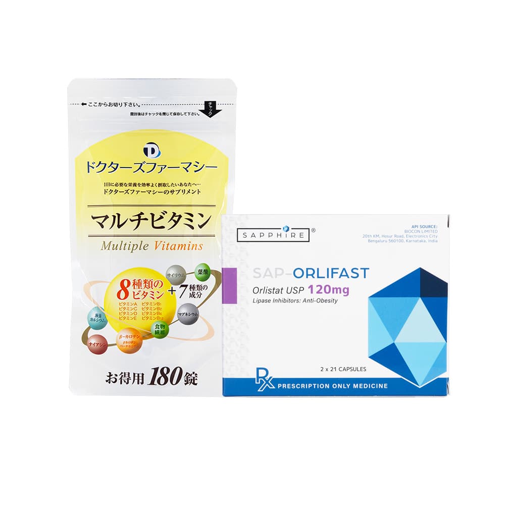 SAP-オルリファスト120mg42錠2箱+ドクターズファーマシーのマルチビタミン180粒1袋 【1セット】